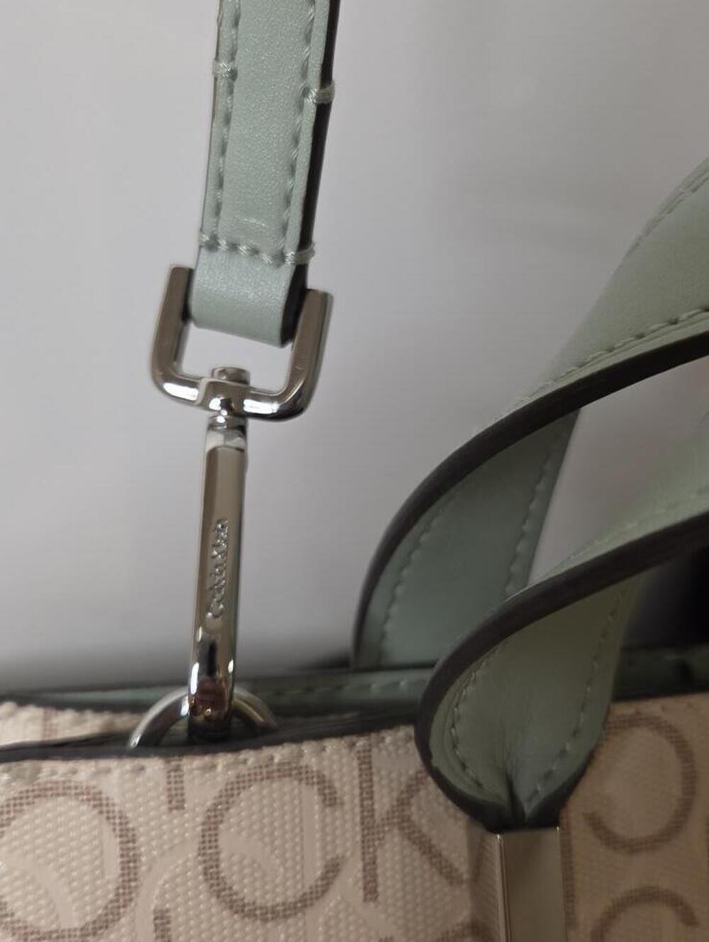 Calvin Klein Audrey Signature Crossbody Mini Tote Sage and Khaki - Picture 9 of 13